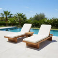 Christopher Knight Home Wino Patio 3 Piece Acacia Wood Rattan Sunlounge Set with Cushion and Slatted Table