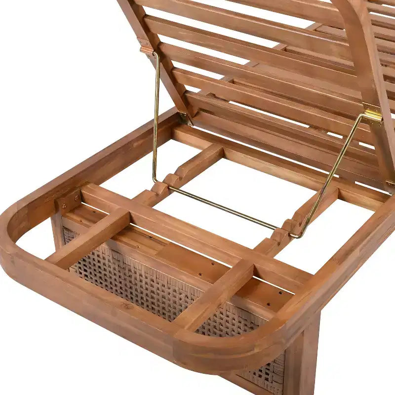 Ensemble de 3 chaises longues de patio Christopher Knight Home Wino en bois d'acacia et rotin avec coussin et table à lattes