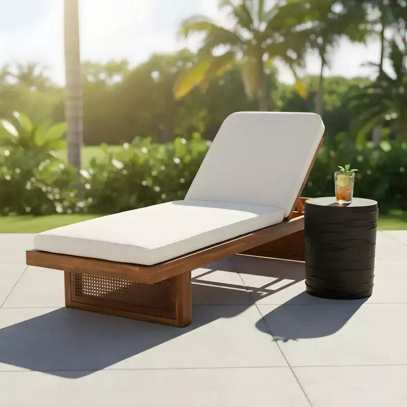 Christopher Knight Home Yasmine Ensemble de 2 fauteuils de jardin en bois d'acacia et rotin avec coussin et table en béton léger