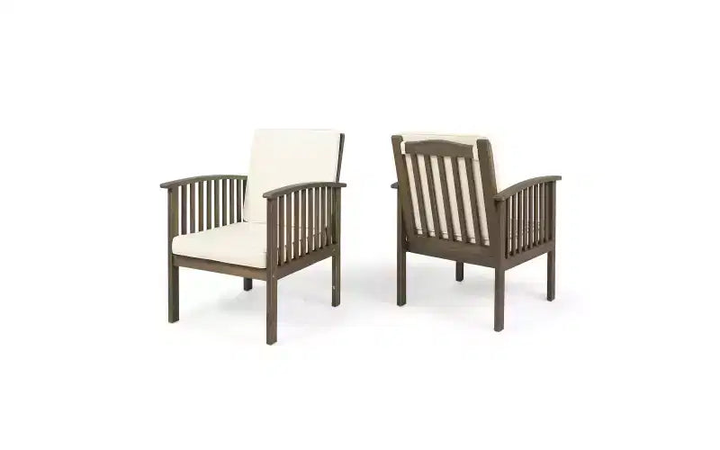 Ensemble de conversation 3 pièces pour patio en bois d'acacia, mobilier d'extérieur, 2 fauteuils club avec table d'appoint pour jardin/patio/terrasse - ModernLuxe