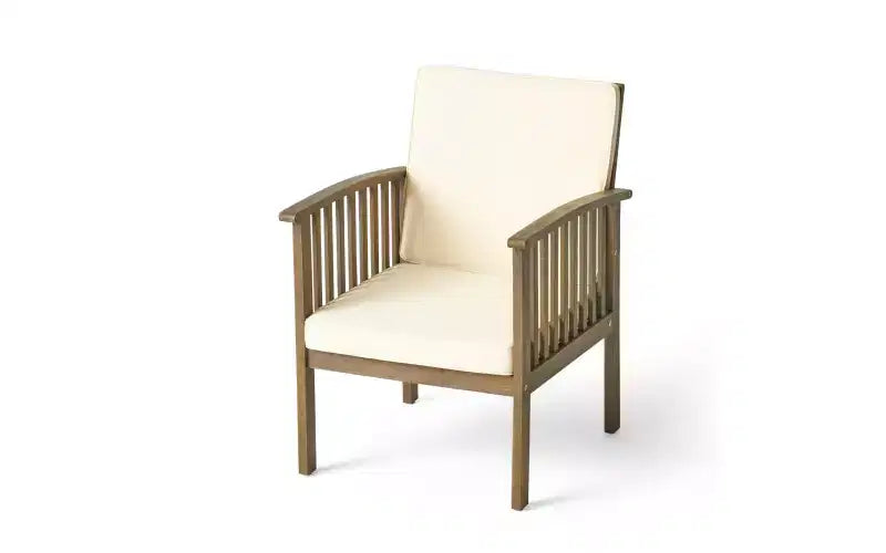 Ensemble de conversation 3 pièces pour patio en bois d'acacia, mobilier d'extérieur, 2 fauteuils club avec table d'appoint pour jardin/patio/terrasse - ModernLuxe