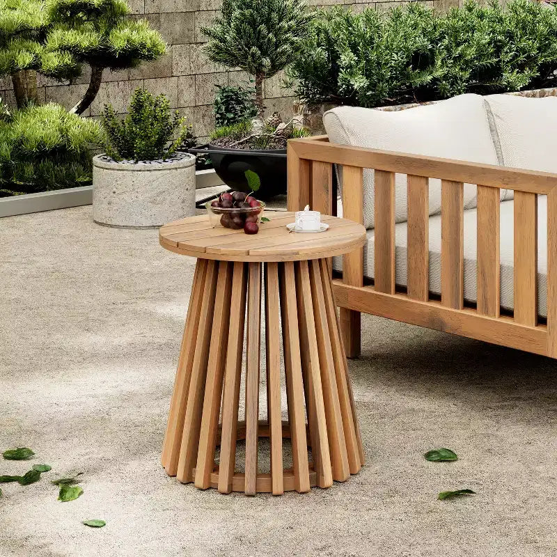 Ensemble de conversation 3 pièces pour patio en bois d'acacia, mobilier d'extérieur, 2 fauteuils club avec table d'appoint pour jardin/patio/terrasse - ModernLuxe