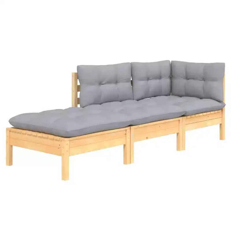 vidaXL Salon de jardin en bois de pin massif avec coussins, multicolore