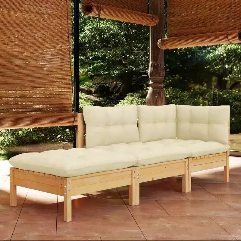 vidaXL Salon de jardin en bois de pin massif avec coussins, multicolore