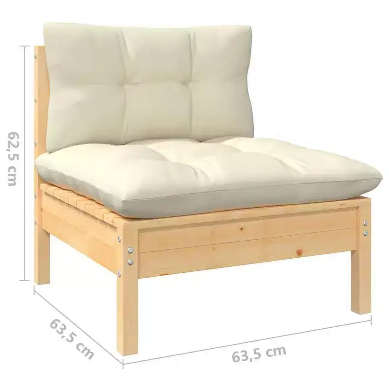 vidaXL Salon de jardin en bois de pin massif avec coussins, multicolore