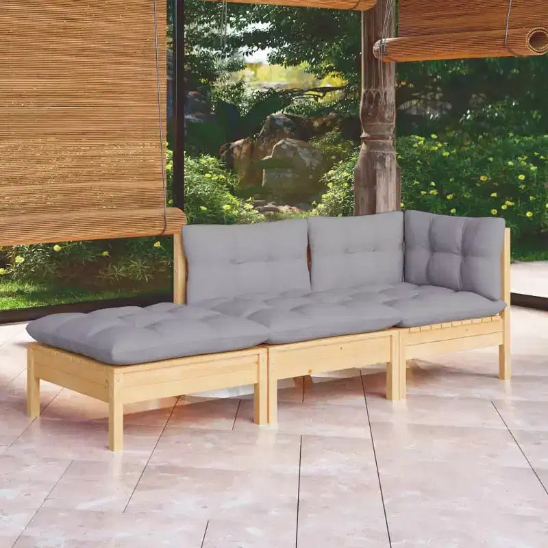 vidaXL Salon de jardin en bois de pin massif avec coussins, multicolore