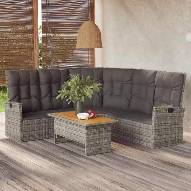 vidaXL Salon de jardin avec coussins en résine tressée