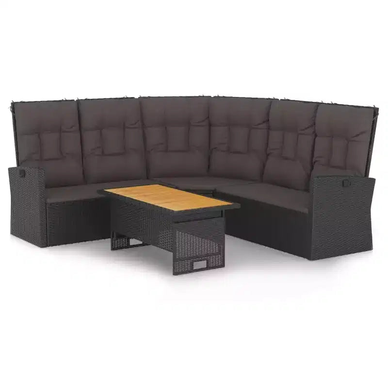 vidaXL Patio Lounge Set with Cushions Poly Rattan