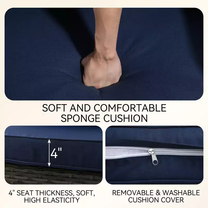 UPTIOT Ensemble de canapé d'angle d'extérieur haut de gamme toutes saisons avec 4 méridiennes d'angle, 4 sièges profonds et table brasero convertible grise