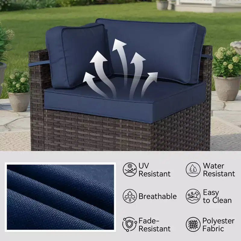 UPTIOT Ensemble de canapé d'angle d'extérieur haut de gamme toutes saisons avec 4 méridiennes d'angle, 4 sièges profonds et table brasero convertible grise