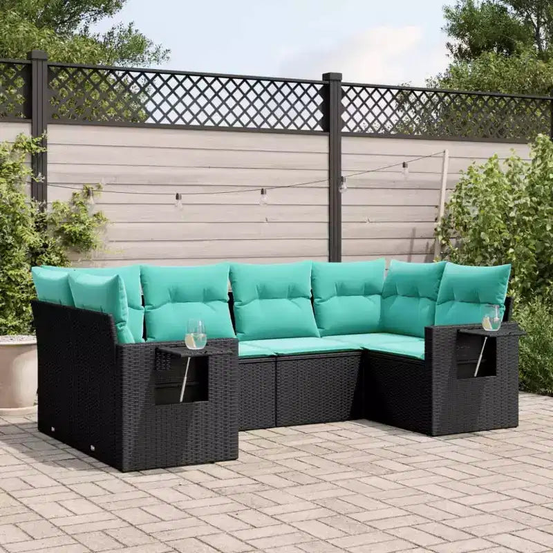 vidaXL Salon de jardin en rotin synthétique avec coussins