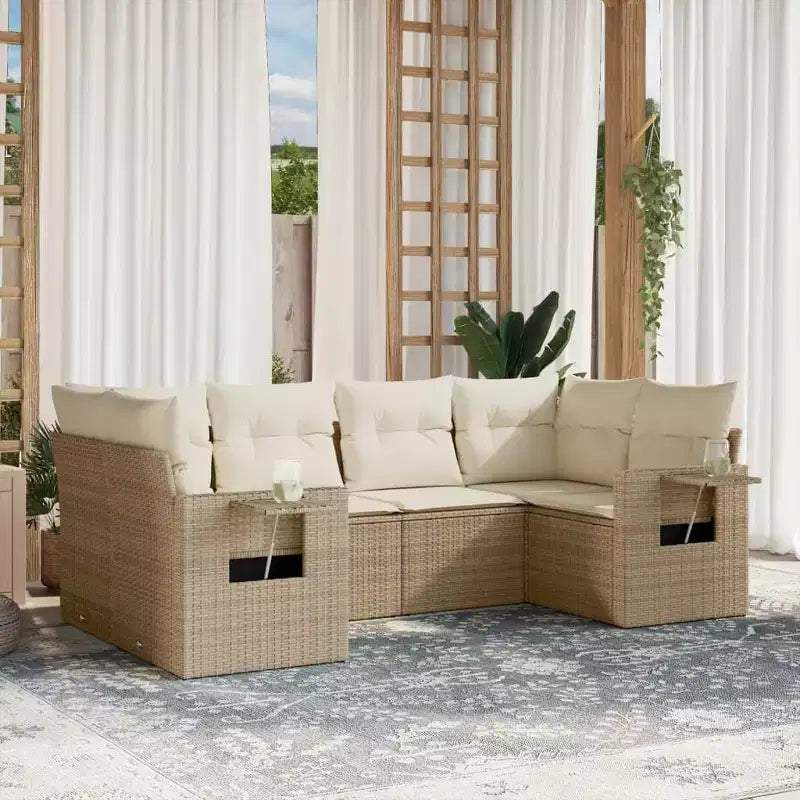 vidaXL Salon de jardin en rotin synthétique avec coussins