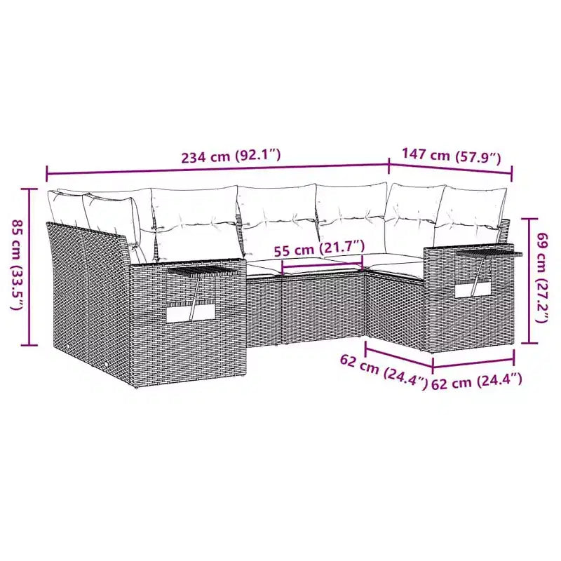 vidaXL Salon de jardin en rotin synthétique avec coussins