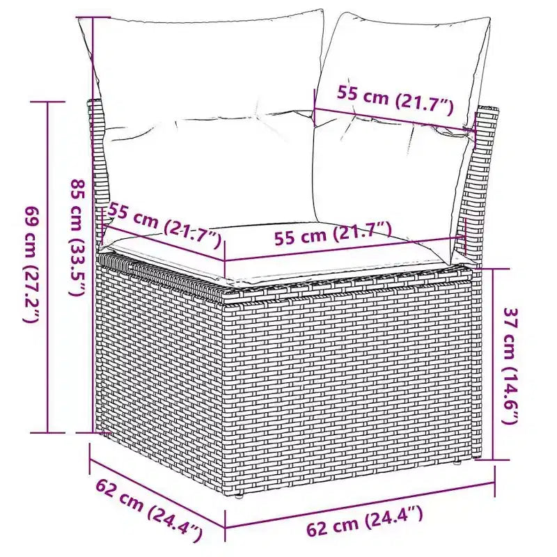 vidaXL Salon de jardin en rotin synthétique avec coussins