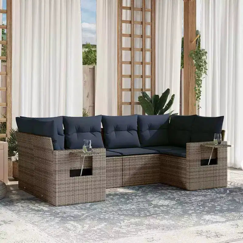 vidaXL Salon de jardin en rotin synthétique avec coussins