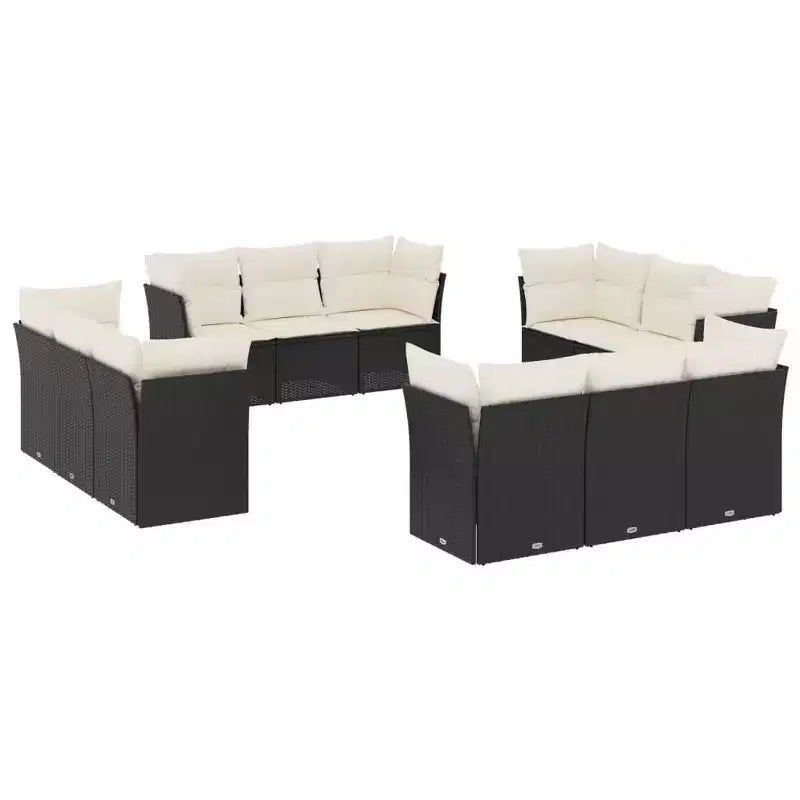 vidaXL Large Modern Garden Sofa Set with Cushions in Poly Rattan