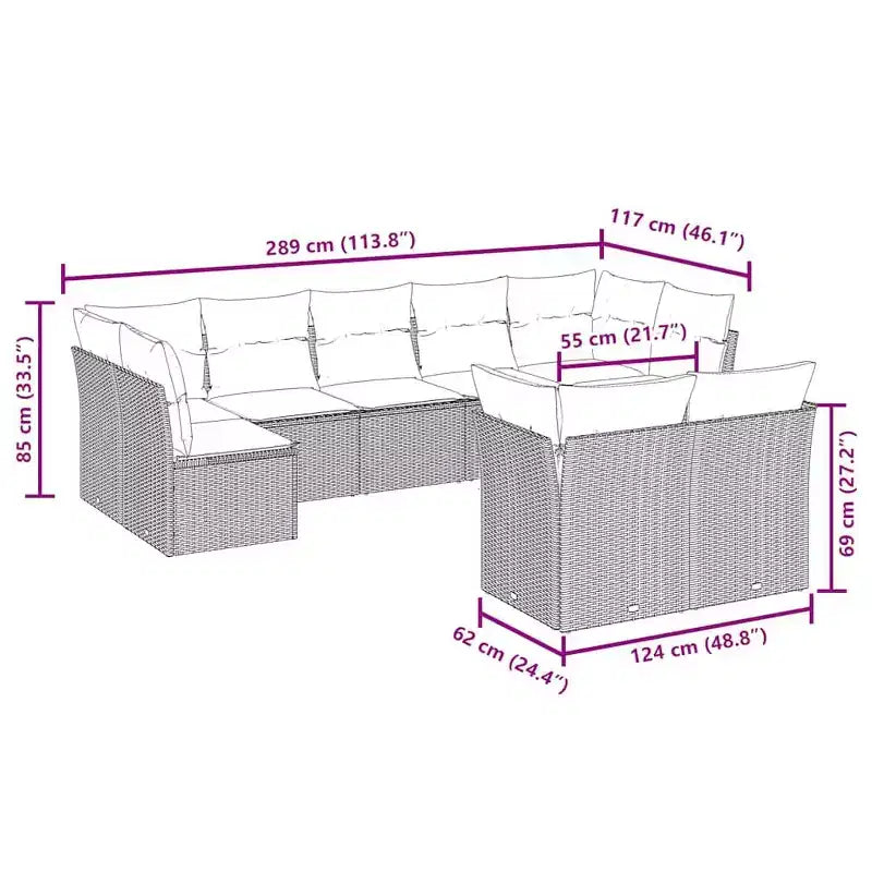 Ensemble de canapés de jardin modulaires vidaXL avec coussins