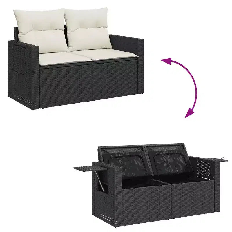 vidaXL Salon de jardin en résine tressée avec pieds réglables larges