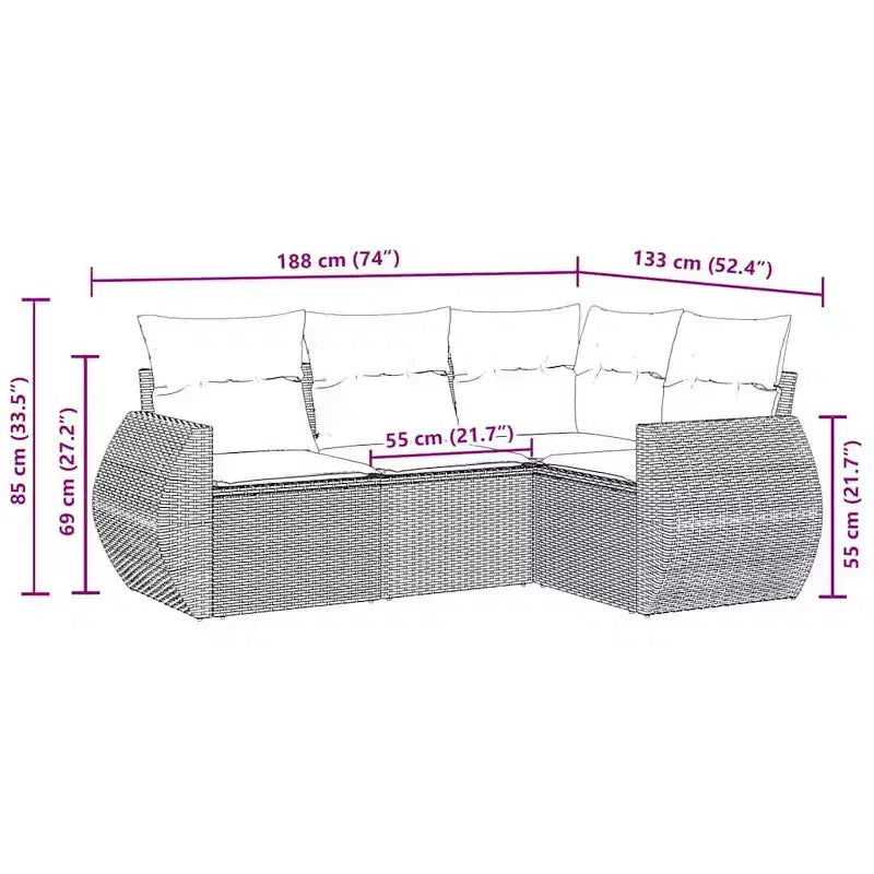 vidaXL Salon de jardin modulable avec coussins et rangement