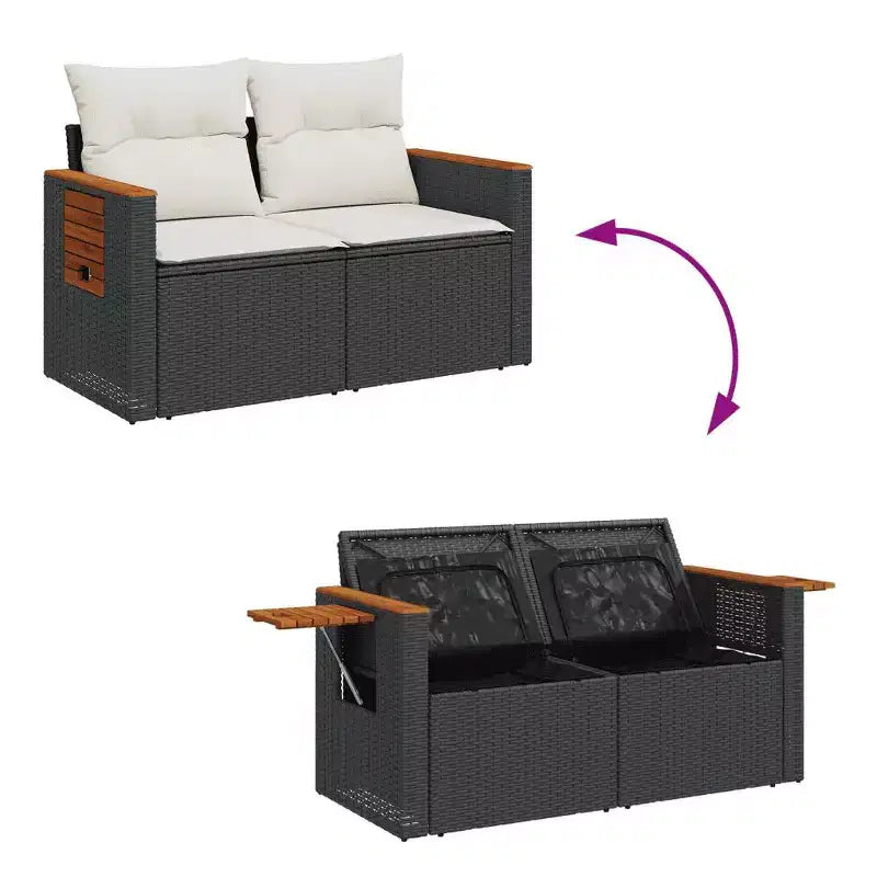 vidaXL Ensemble de canapés de jardin en résine tressée avec grands accoudoirs réglables