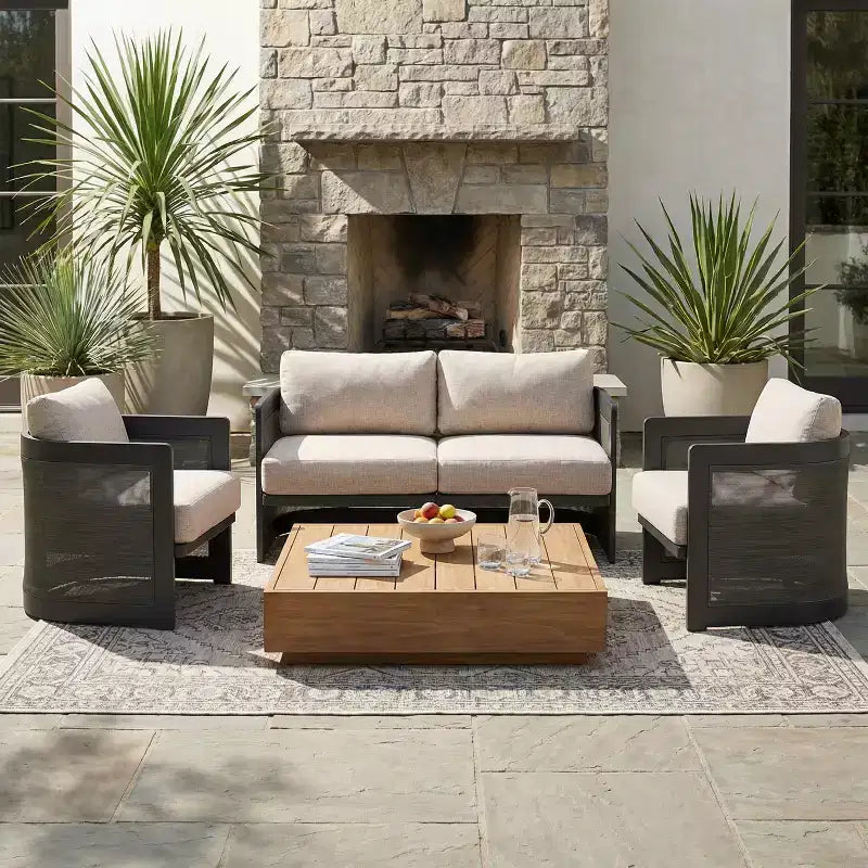 Christopher Knight Home Kirti Modern 3 Piece Patio Aluminum Seating Set with Cushion (Table Not Included)