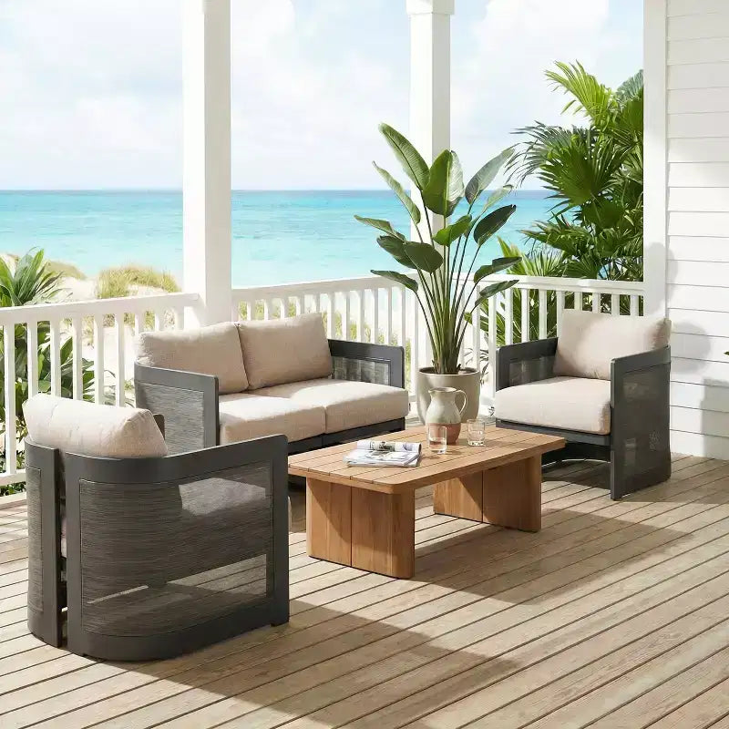 Christopher Knight Home Kirti Ensemble de 3 pièces de sièges de terrasse modernes en aluminium avec coussins (table non incluse)