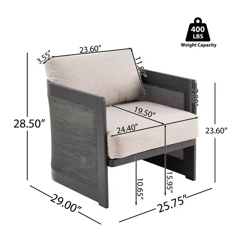 Christopher Knight Home Kirti Ensemble de 3 pièces de sièges de terrasse modernes en aluminium avec coussins (table non incluse)