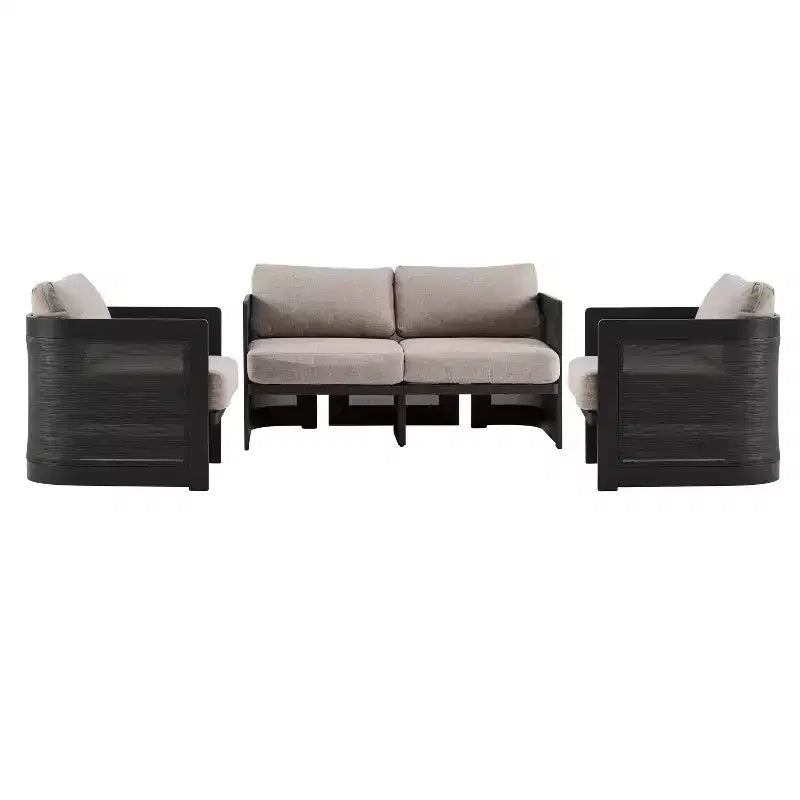 Christopher Knight Home Kirti Ensemble de 3 pièces de sièges de terrasse modernes en aluminium avec coussins (table non incluse)