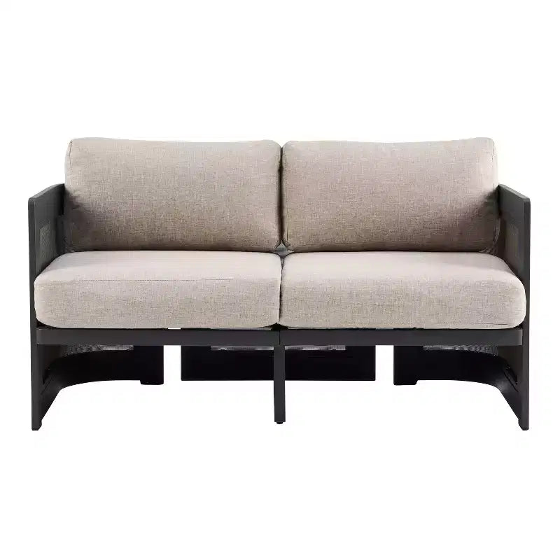 Christopher Knight Home Lalit Ensemble de conversation moderne 4 pièces en aluminium pour patio avec coussins (table non incluse)