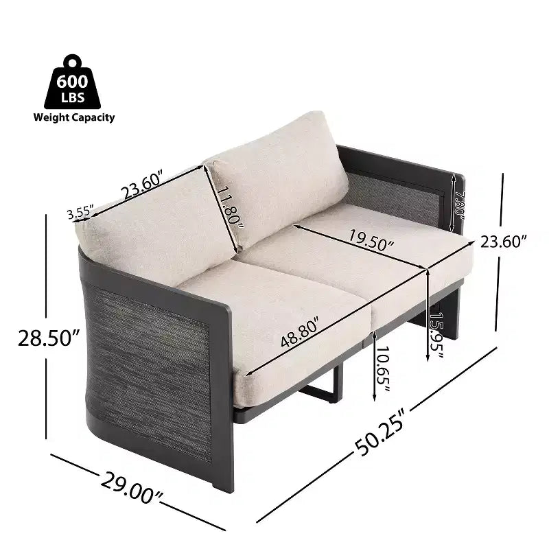 Christopher Knight Home Lalit Ensemble de conversation moderne 4 pièces en aluminium pour patio avec coussins (table non incluse)