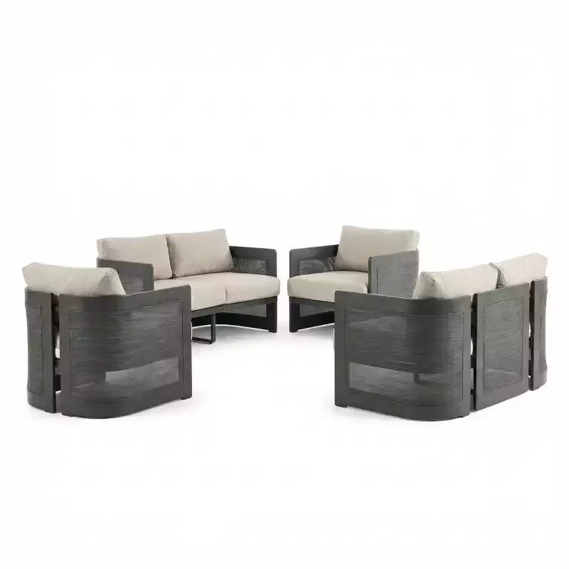 Christopher Knight Home Lalit Ensemble de conversation moderne 4 pièces en aluminium pour patio avec coussins (table non incluse)
