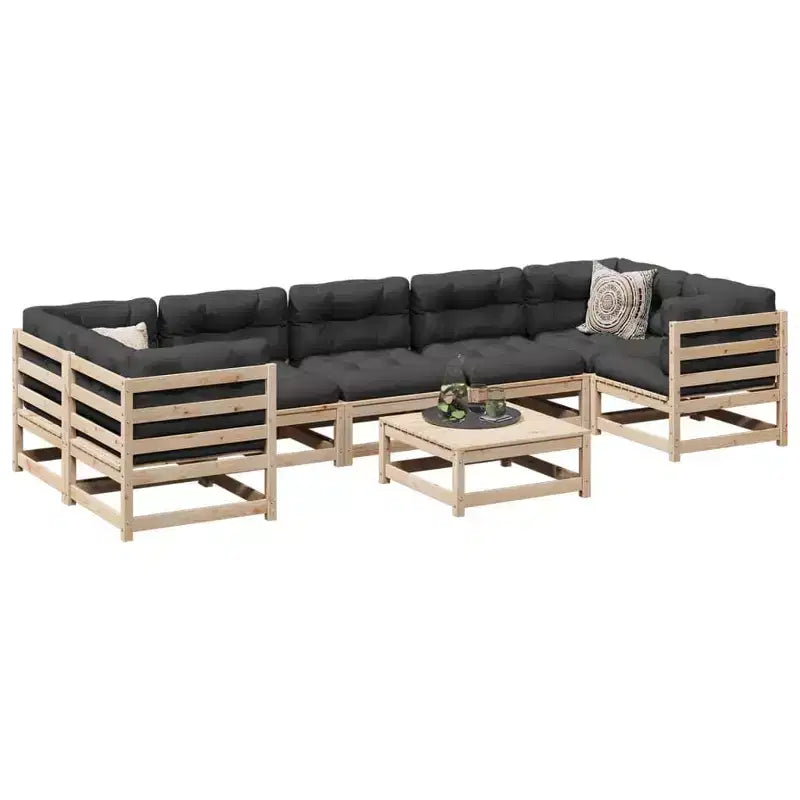 vidaXL Salon de jardin modulable avec coussins et bois massif