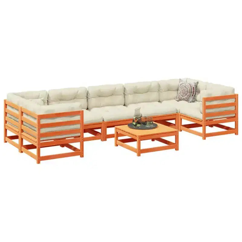 vidaXL Salon de jardin modulable avec coussins et bois massif