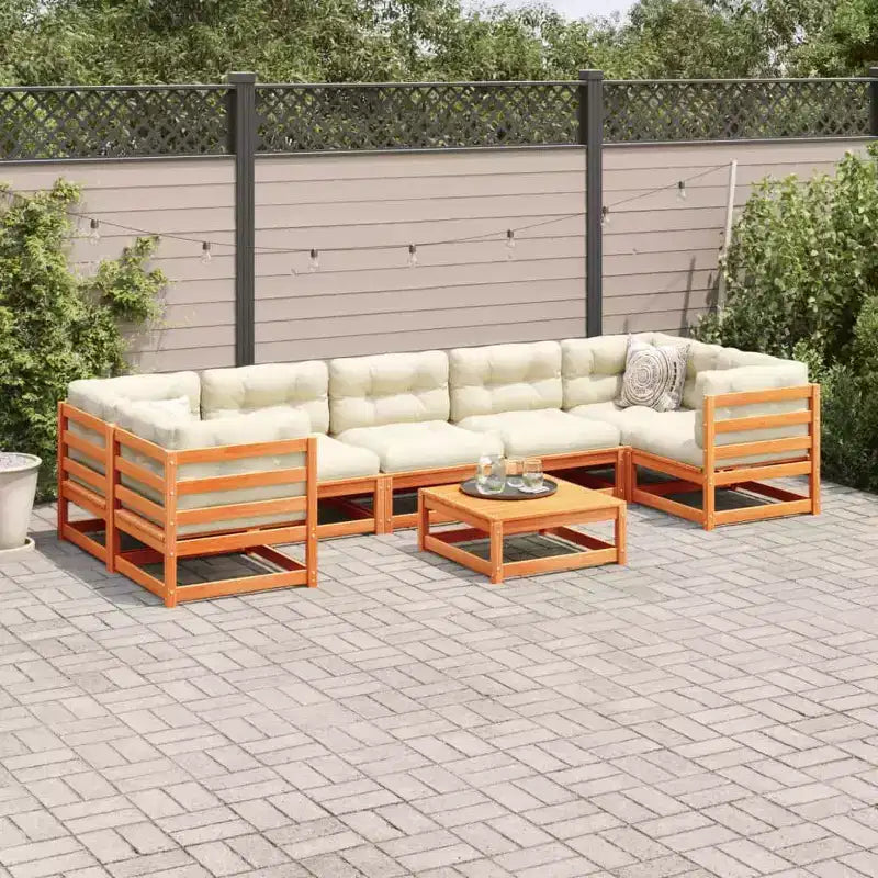 vidaXL Salon de jardin modulable avec coussins et bois massif