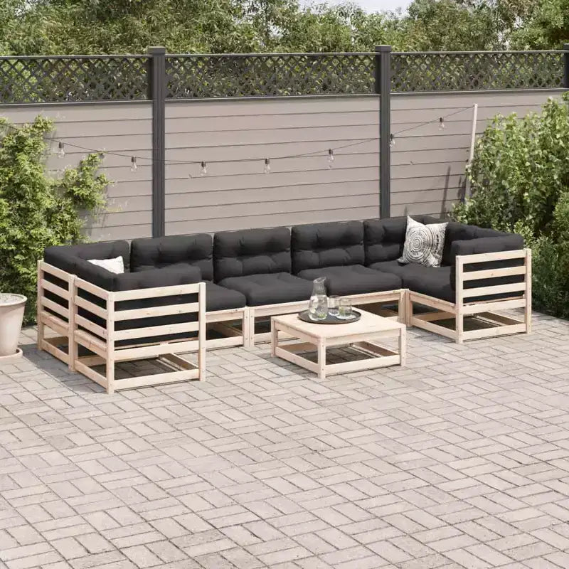 vidaXL Salon de jardin modulable avec coussins et bois massif