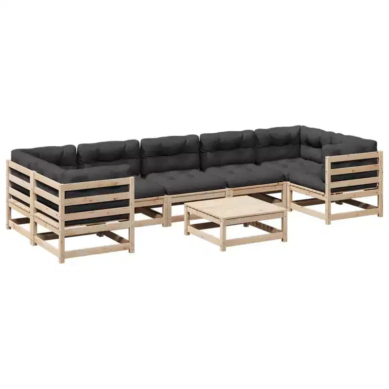 vidaXL Salon de jardin modulable avec coussins et bois massif