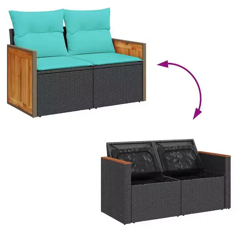 vidaXL Salon de jardin avec coussins en résine tressée