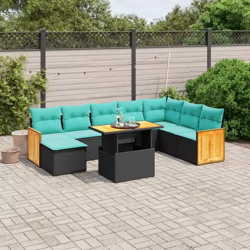 vidaXL Salon de jardin avec coussins en résine tressée