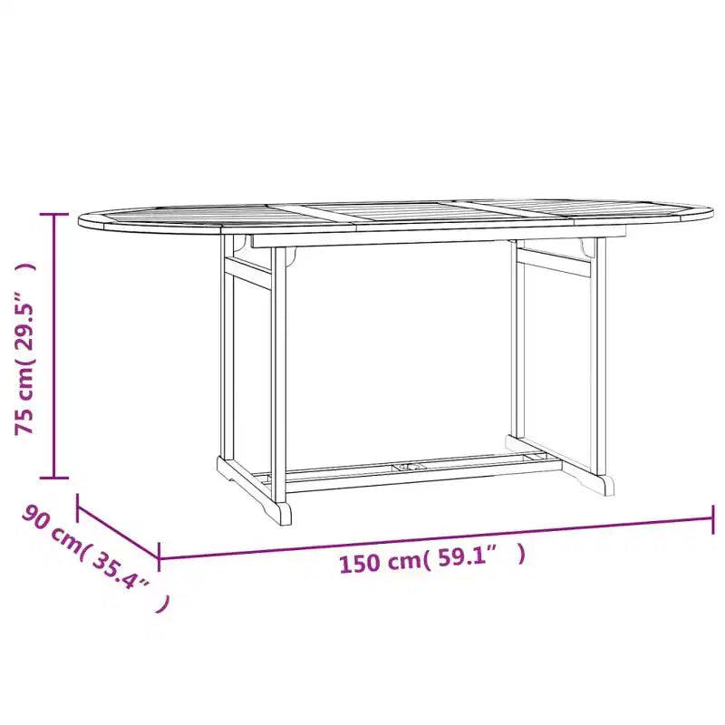 vidaXL Ensemble de salle à manger de jardin Teck naturel Bois de teck massif Taille M Pliable
