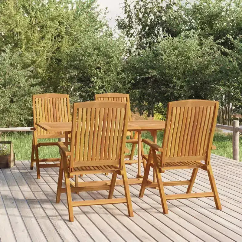 vidaXL Ensemble de salle à manger de jardin Teck naturel Bois de teck massif Taille M Pliable
