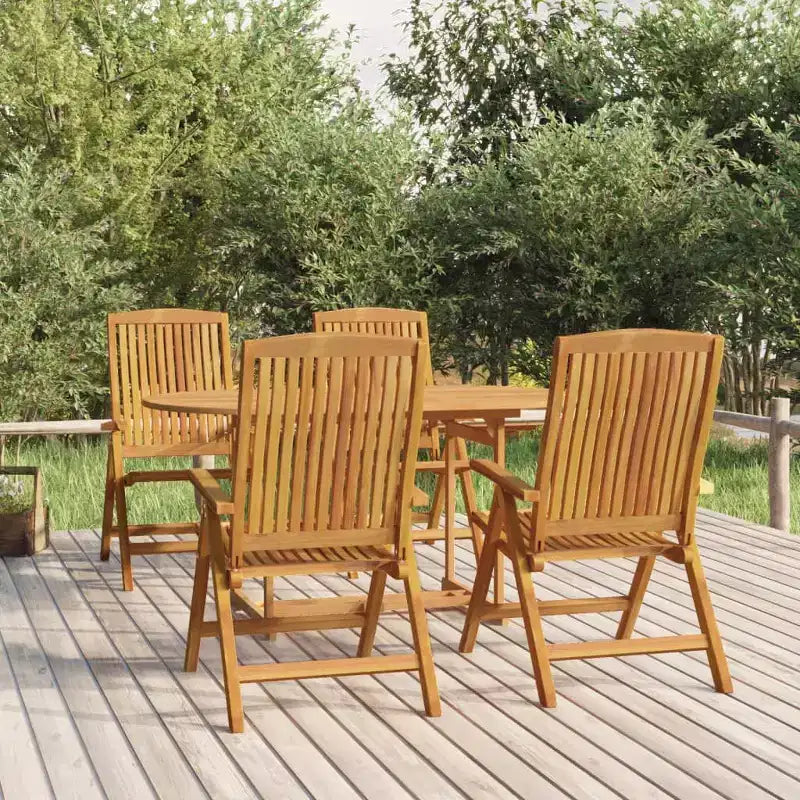 vidaXL Ensemble de salle à manger de jardin Teck naturel Bois de teck massif Taille M Pliable