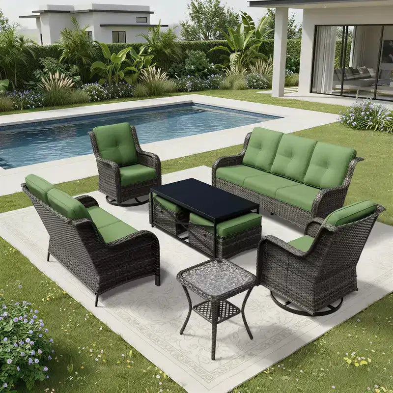 Ensemble de canapés d'extérieur UPTIOT Premium avec fauteuils pivotants et poufs multifonctionnels