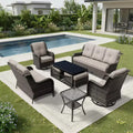 Ensemble de canapés d'extérieur UPTIOT Premium avec fauteuils pivotants et poufs multifonctionnels