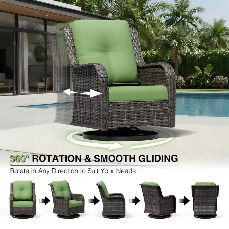 Ensemble de canapés d'extérieur 3 places UPTIOT Premium avec brasero et fauteuils pivotants