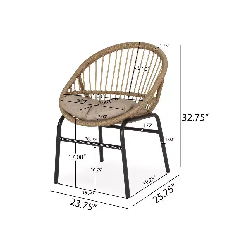 Ensemble de salon de jardin Loic Farmhouse Christopher Knight Home en fer avec design en résine tressée et table de bistrot à lattes en acacia
