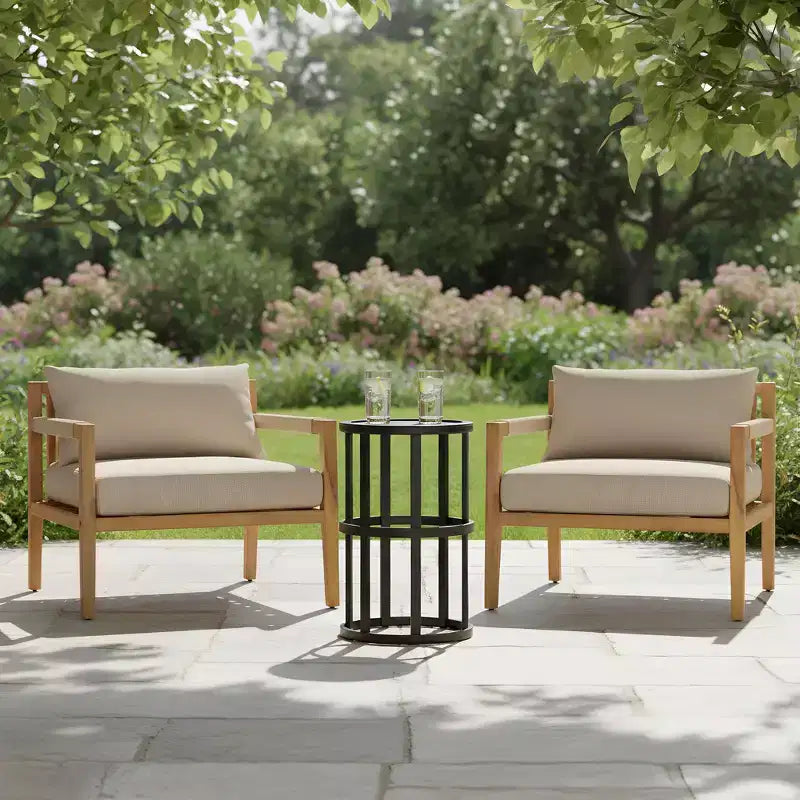 Christopher Knight Home Justina Ensemble de 3 pièces d'extérieur composé d'une chaise en bois d'acacia et corde avec table d'appoint en carreaux de céramique