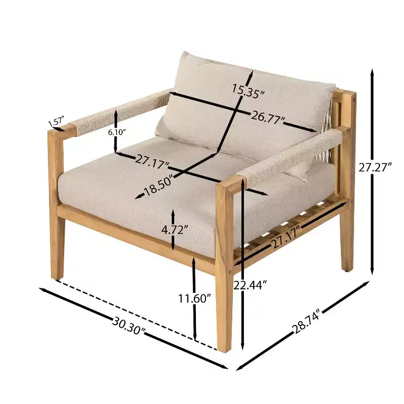 Christopher Knight Home Justina Ensemble de 3 pièces d'extérieur composé d'une chaise en bois d'acacia et corde avec table d'appoint en carreaux de céramique