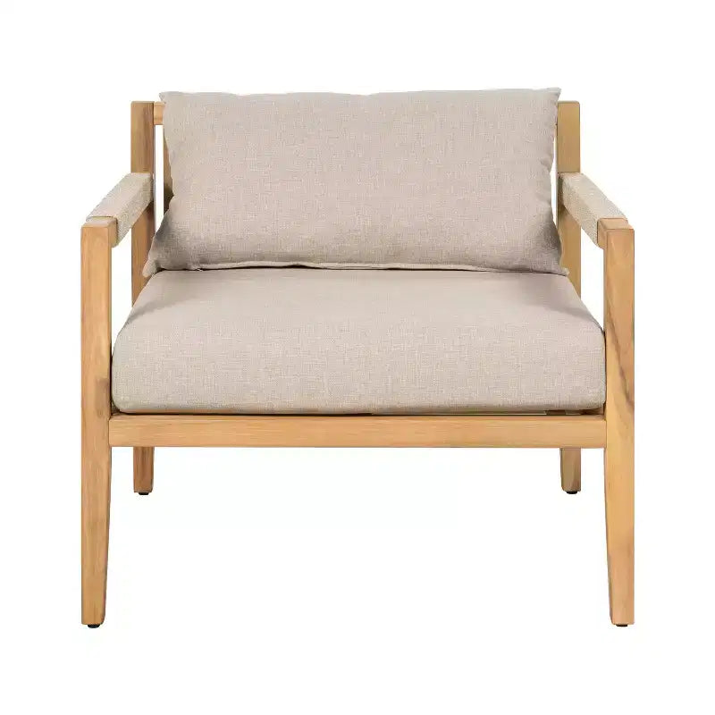 Christopher Knight Home Justina Ensemble de 3 pièces d'extérieur composé d'une chaise en bois d'acacia et corde avec table d'appoint en carreaux de céramique