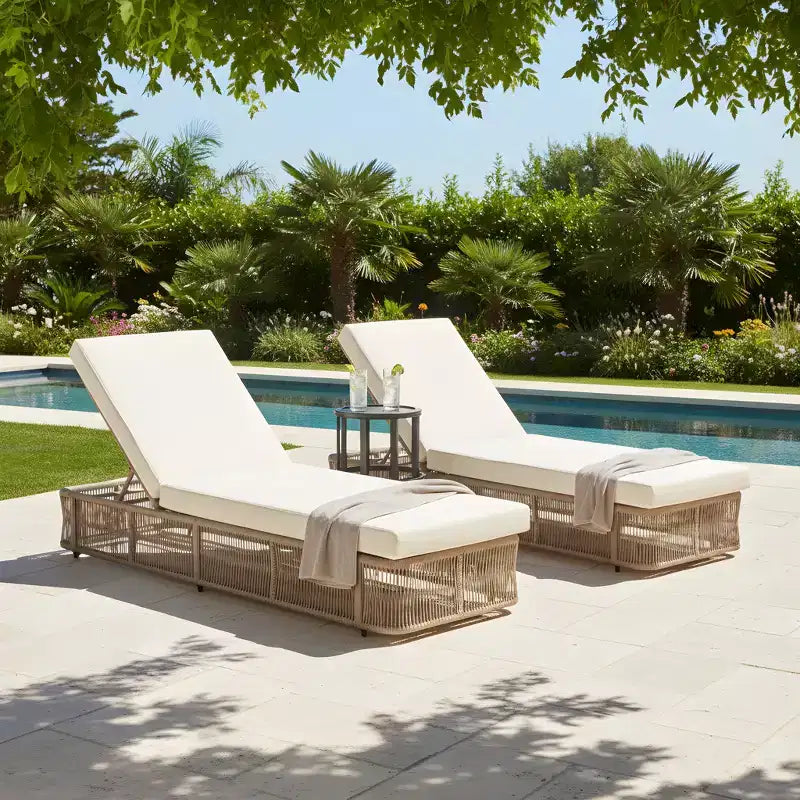 Christopher Knight Home Noline Lot de 3 Chaises Longues de Jardin Ajustables avec Table d'appoint en Carreaux de Céramique
