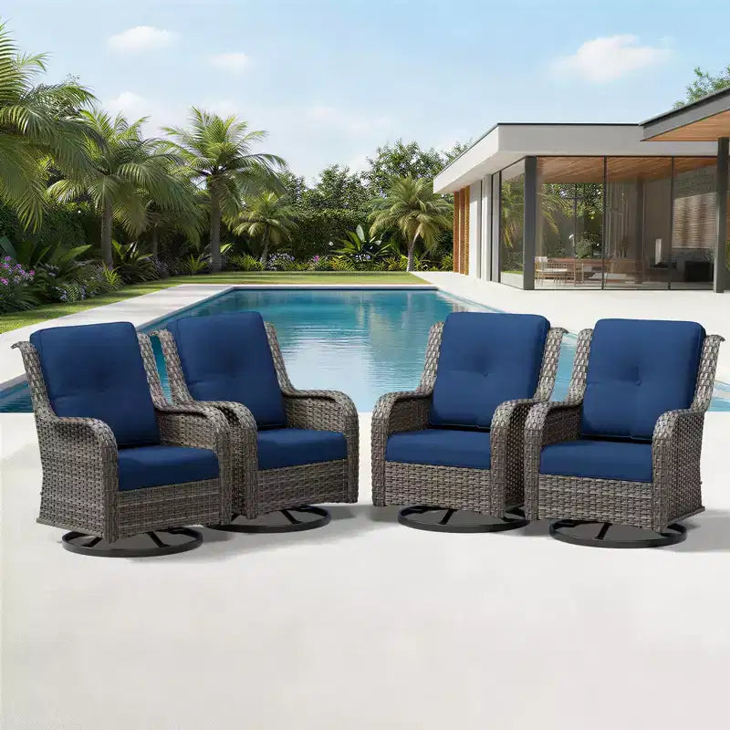 UPTIOT Salon de jardin 4 pièces avec chaises pivotantes à bascule